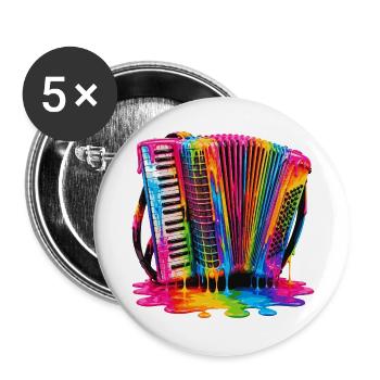 Ziehharmonika-Spieler Akkordeon-Musiker Akkordeon - Buttons groß 56 mm (5er Pack) - Weiß - Vorne