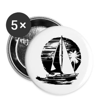 Segeln Skizze - Buttons groß 56 mm (5er Pack) - Weiß - Vorne