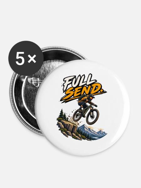 VOLLE SEND. – Mountainbike - Buttons groß 56 mm (5er Pack) - Weiß