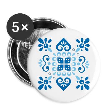 Azulejo Portugal - Buttons groß 56 mm (5er Pack) - Weiß - Vorne
