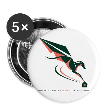 Greyhound Rescue Second Chance Shirt - Buttons groß 56 mm (5er Pack) - Weiß - Vorne