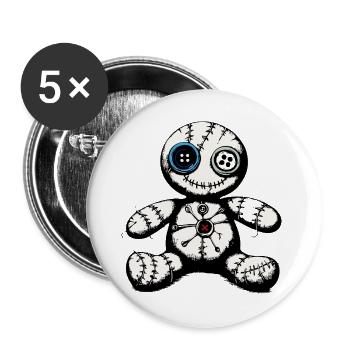 Voodoo Puppe  - Buttons groß 56 mm (5er Pack) - Weiß - Vorne