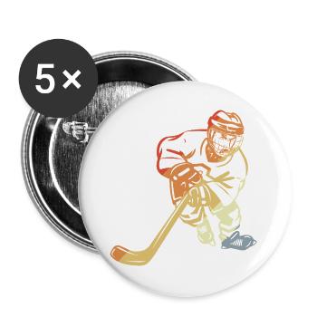 Eishockeyspieler Retro - Buttons groß 56 mm (5er Pack) - Weiß - Vorne