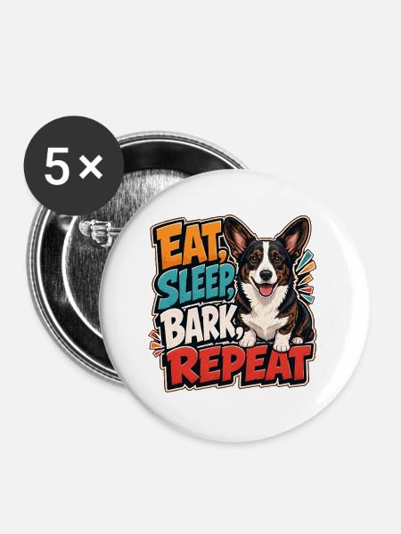 Cardiganwelshcorgi - Buttons groß 56 mm (5er Pack) - Weiß