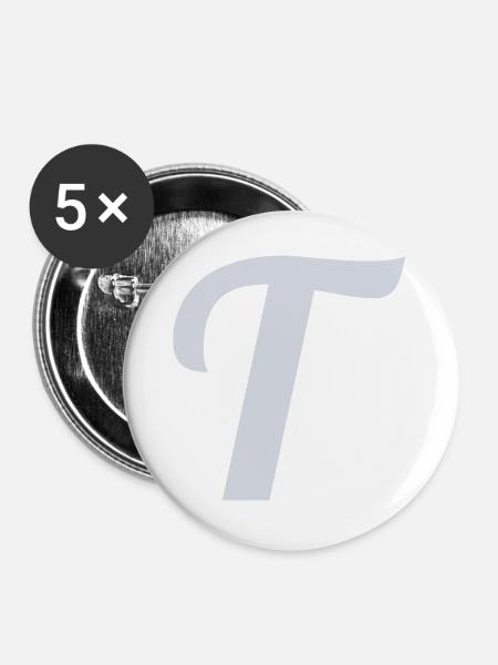 T Buchstabe - Buttons groß 56 mm (5er Pack) - Weiß