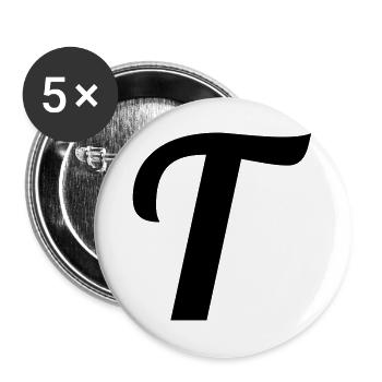 T Buchstabe - Buttons groß 56 mm (5er Pack) - Weiß - Vorne