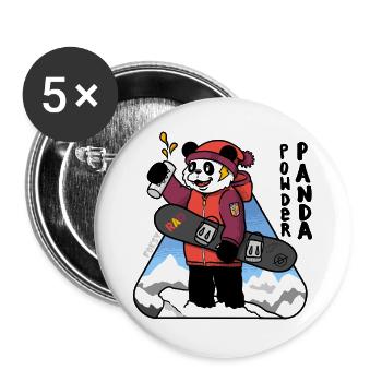 Bold Comic Powder Panda Snowboard-Kunst - Buttons groß 56 mm (5er Pack) - Weiß - Vorne