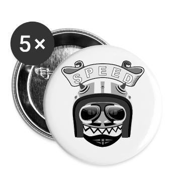 MONSTER RIDER - Buttons groß 56 mm (5er Pack) - Weiß - Vorne
