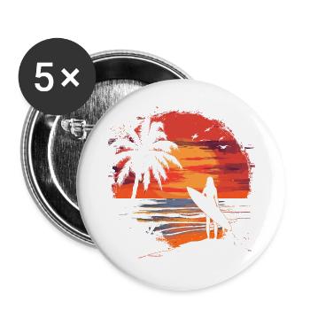 Surferin Sonnenuntergang - Buttons groß 56 mm (5er Pack) - Weiß - Vorne