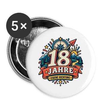 18 Jahre – Eigene Richtung - Buttons groß 56 mm (5er Pack) - Weiß - Vorne