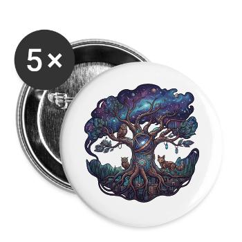 Sternenbaum der Uhrwerkwelt - Buttons groß 56 mm (5er Pack) - Weiß - Vorne