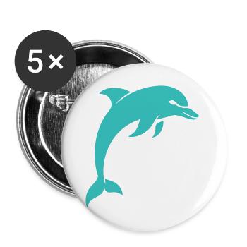 Anmutiger Delfin minimalistischer Türkis - Buttons groß 56 mm (5er Pack) - Weiß - Vorne
