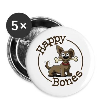 happy bones Hundefreund Orthopädie  - Buttons groß 56 mm (5er Pack) - Weiß - Vorne