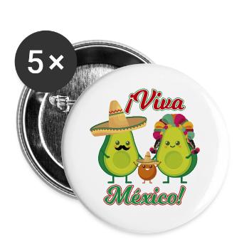 Mexikanische Avocado - Buttons groß 56 mm (5er Pack) - Weiß - Vorne