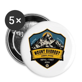 Mount Everest Himalaya Nepal Tibet Vintage Wandern - Buttons groß 56 mm (5er Pack) - Weiß - Vorne