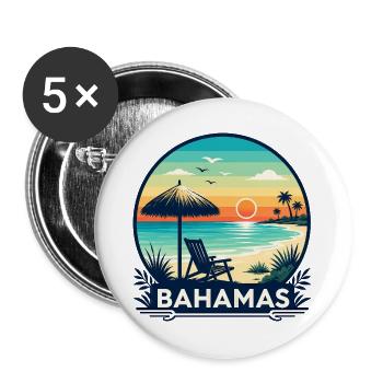 Bahamas Karibik Insel Urlaub Strand - Buttons groß 56 mm (5er Pack) - Weiß - Vorne