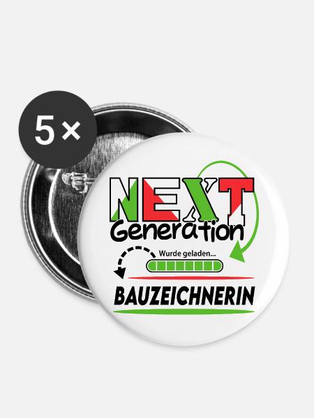 Bauzeichnerin Next Generation Beruf Arbeit Frau - Buttons groß 56 mm (5er Pack) - Weiß