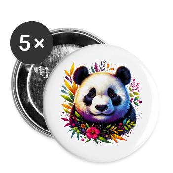 Panda - Buttons groß 56 mm (5er Pack) - Weiß - Vorne