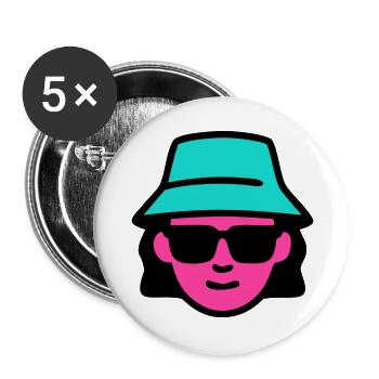 Sonnenbrille Neon Hut Icon - Buttons groß 56 mm (5er Pack) - Weiß - Vorne