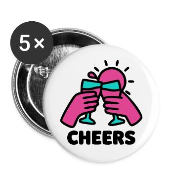 Cheers Glaeser Sonne Logo - Buttons groß 56 mm (5er Pack) - Weiß - Vorne