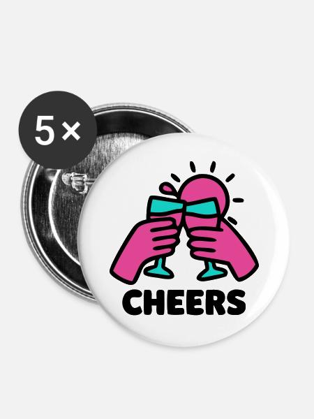 Cheers Glaeser Sonne Logo - Buttons groß 56 mm (5er Pack) - Weiß