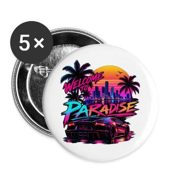 Neon Paradise - Buttons groß 56 mm (5er Pack) - Weiß - Vorne