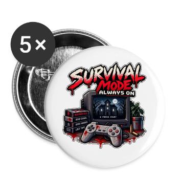 Überlebensmodus immer aktiv - Buttons groß 56 mm (5er Pack) - Weiß - Vorne