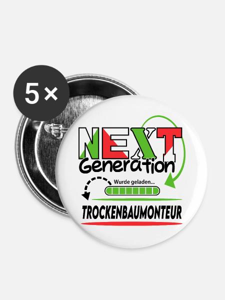 Trockenbaumonteur Next Generation Beruf Arbeit - Buttons groß 56 mm (5er Pack) - Weiß