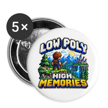 Low Poly – Hohe Erinnerungen - Buttons groß 56 mm (5er Pack) - Weiß - Vorne
