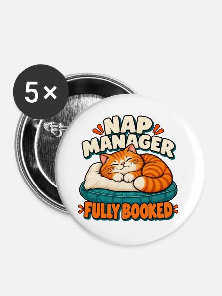Nickerchen-Manager - Buttons groß 56 mm (5er Pack) - Weiß