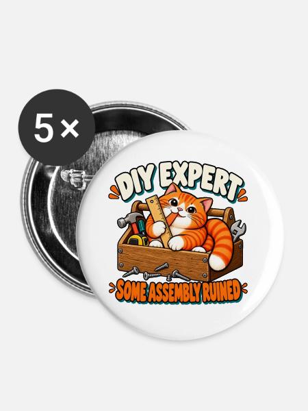 DIY-EXPERTE - Buttons groß 56 mm (5er Pack) - Weiß