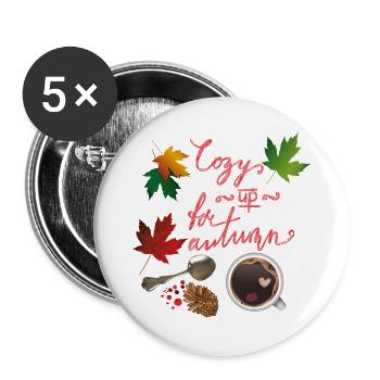 Cozy Autumn - Buttons groß 56 mm (5er Pack) - Weiß - Vorne