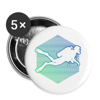 Geschenkidee für eine Freediverin mit Scuba Diving - Buttons groß 56 mm (5er Pack) - Weiß - Vorne