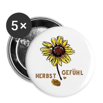 Sonnenblume im Herbst - Buttons groß 56 mm (5er Pack) - Weiß - Vorne