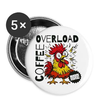  Lustiger Kaffee sarkastischer Huhn Hahn Humor - Buttons groß 56 mm (5er Pack) - Weiß - Vorne