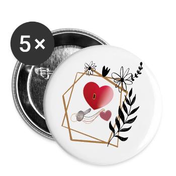 Schlüssel zum Glück - Buttons groß 56 mm (5er Pack) - Weiß - Vorne
