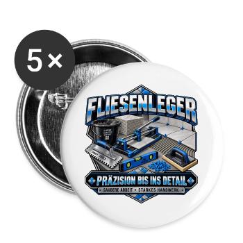 Fliesenleger Präzision Bis Ins Detail - Buttons groß 56 mm (5er Pack) - Weiß - Vorne