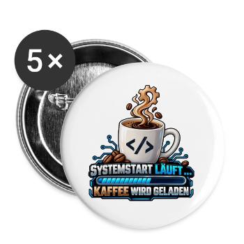 Systemstart läuft – Kaffee wird geladen - Buttons groß 56 mm (5er Pack) - Weiß - Vorne