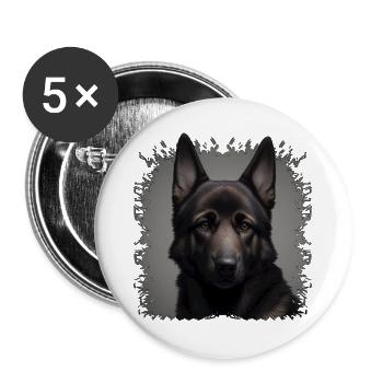 Dunkler Schäferhund  - Buttons groß 56 mm (5er Pack) - Weiß - Vorne
