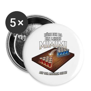 Bierpong Trinkspiel Alkohol Bier Student Party  - Buttons groß 56 mm (5er Pack) - Weiß - Vorne