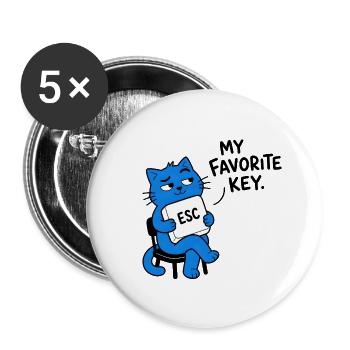 ESC MEIN LIEBLINGSSCHLÜSSEL – Chat Geek - Buttons groß 56 mm (5er Pack) - Weiß - Vorne