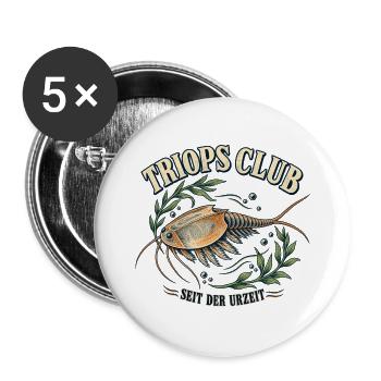 Triops Club – Seit der Urzeit - Buttons groß 56 mm (5er Pack) - Weiß - Vorne