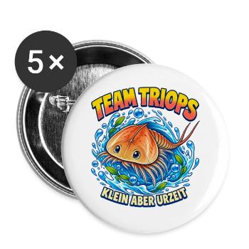 Team Triops – Klein aber Urzeit - Buttons groß 56 mm (5er Pack) - Weiß - Vorne