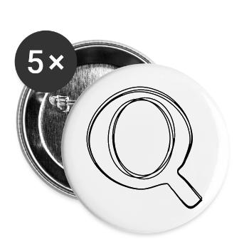 Buchstabe Q handgezeichnet - Buttons groß 56 mm (5er Pack) - Weiß - Vorne