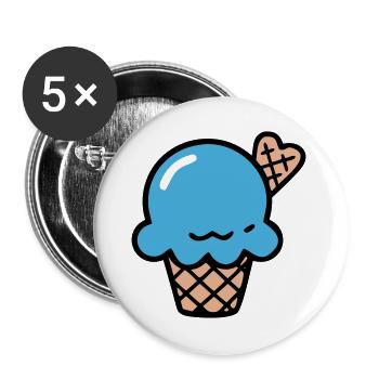 Blaue Eiscreme Waffel Icon - Buttons groß 56 mm (5er Pack) - Weiß - Vorne