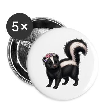 Stinktier - Buttons groß 56 mm (5er Pack) - Weiß - Vorne