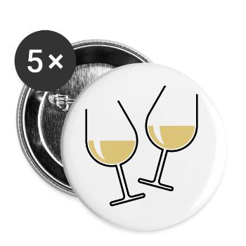 2 Weißweingläser Prosten Zu, Wein Bauchig Offen 2C - Buttons groß 56 mm (5er Pack) - Weiß - Vorne