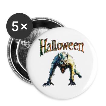 Halloween-Werwolf  - Buttons groß 56 mm (5er Pack) - Weiß - Vorne