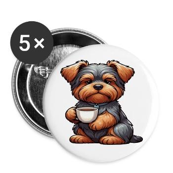 Yorkshire Terrier Yorkie Yorkiebesitzer Yorkies - Buttons groß 56 mm (5er Pack) - Weiß - Vorne