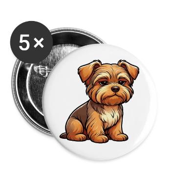 Yorkshire Terrier Yorkie Yorkiebesitzer Yorkies - Buttons groß 56 mm (5er Pack) - Weiß - Vorne